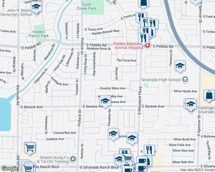 map of restaurants, bars, coffee shops, grocery stores, and more near 984 Country Skies Avenue in Las Vegas