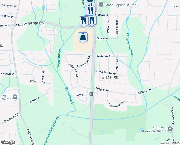 map of restaurants, bars, coffee shops, grocery stores, and more near 1933 Graywood Court in Winston-Salem