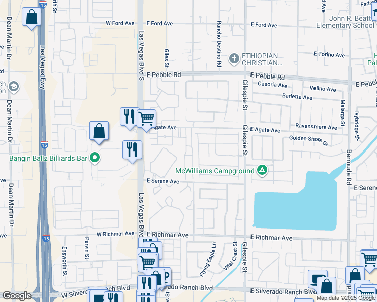 map of restaurants, bars, coffee shops, grocery stores, and more near 79 East Agate Avenue in Las Vegas