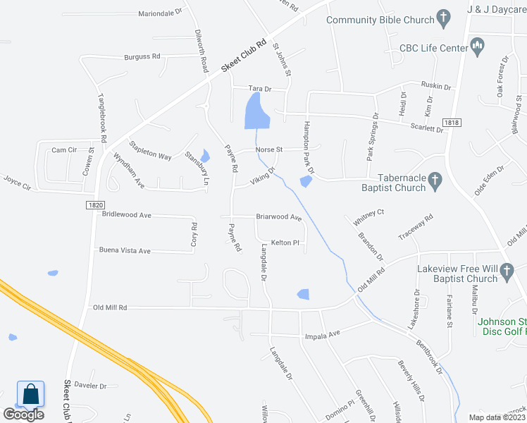 map of restaurants, bars, coffee shops, grocery stores, and more near 3848 Briarwood Avenue in High Point