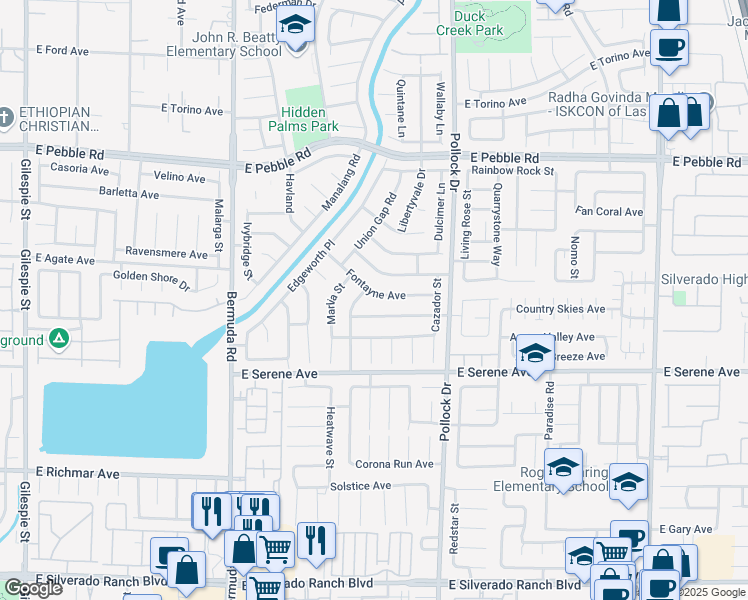 map of restaurants, bars, coffee shops, grocery stores, and more near 679 Fontayne Avenue in Las Vegas