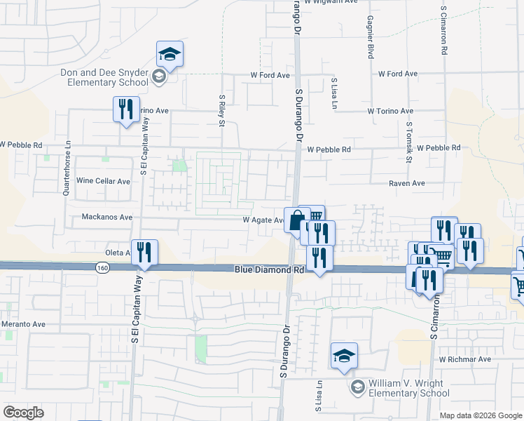 map of restaurants, bars, coffee shops, grocery stores, and more near 8687 Tara Hill Avenue in Las Vegas