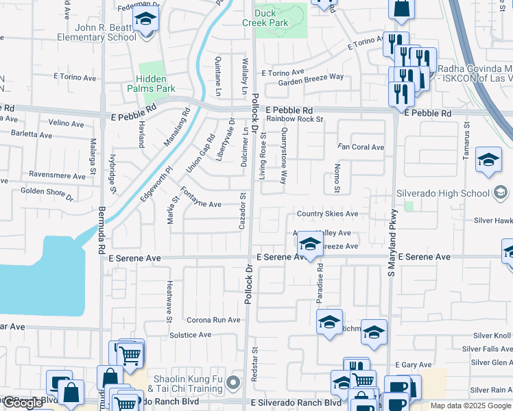 map of restaurants, bars, coffee shops, grocery stores, and more near 9157 South Sleeping Tree Street in Las Vegas