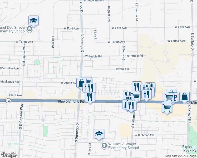 map of restaurants, bars, coffee shops, grocery stores, and more near 8473 Balfour Meadows Avenue in Las Vegas