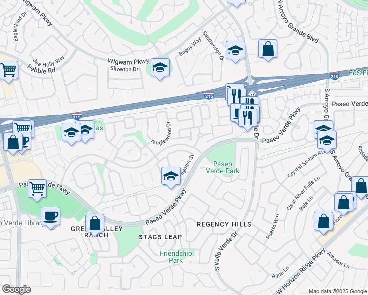 map of restaurants, bars, coffee shops, grocery stores, and more near 1909 Patagonia Street in Henderson