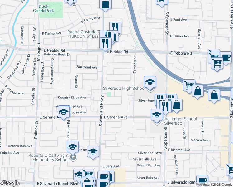 map of restaurants, bars, coffee shops, grocery stores, and more near 1341 September Star Avenue in Las Vegas