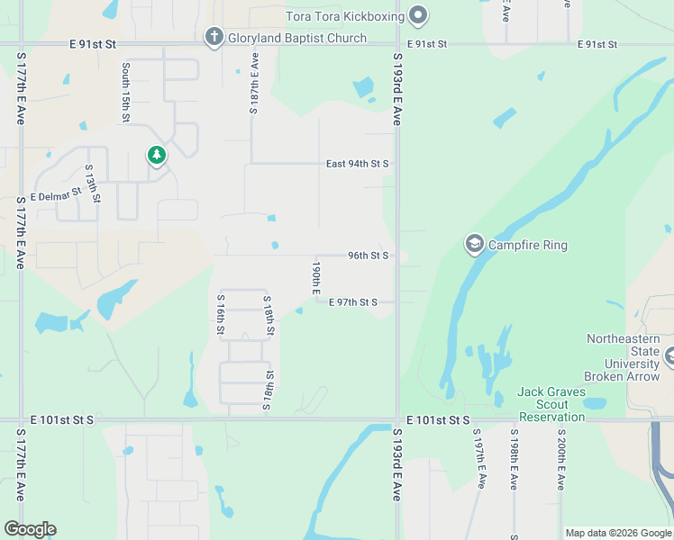 map of restaurants, bars, coffee shops, grocery stores, and more near 19107 East 97th Street in Broken Arrow