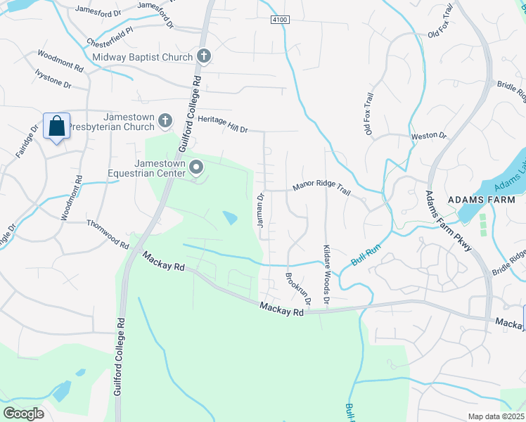 map of restaurants, bars, coffee shops, grocery stores, and more near 853 Jarman Drive in Jamestown