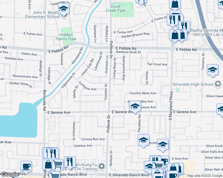 map of restaurants, bars, coffee shops, grocery stores, and more near 9157 South Sleeping Tree Street in Las Vegas