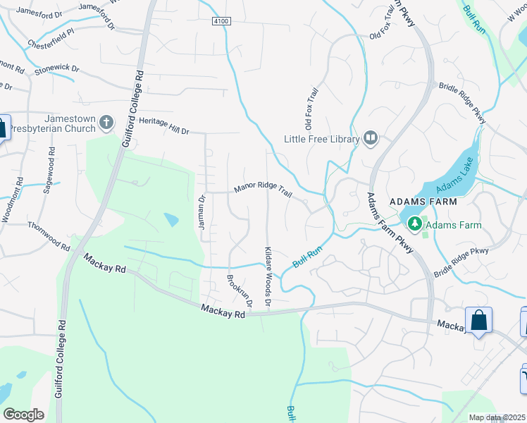 map of restaurants, bars, coffee shops, grocery stores, and more near 1804 Kildare Woods Drive in Greensboro