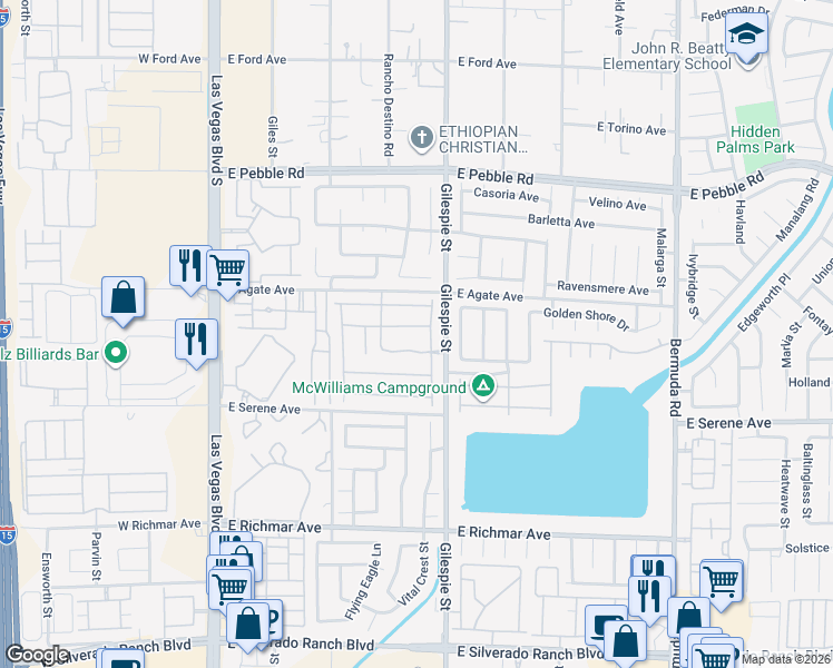 map of restaurants, bars, coffee shops, grocery stores, and more near 185 Coney Island Avenue in Las Vegas