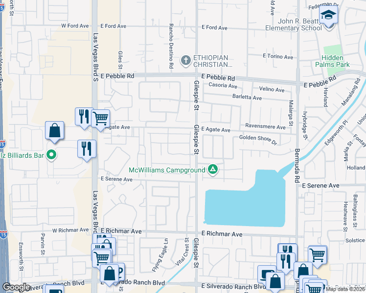map of restaurants, bars, coffee shops, grocery stores, and more near 185 Coney Island Avenue in Las Vegas