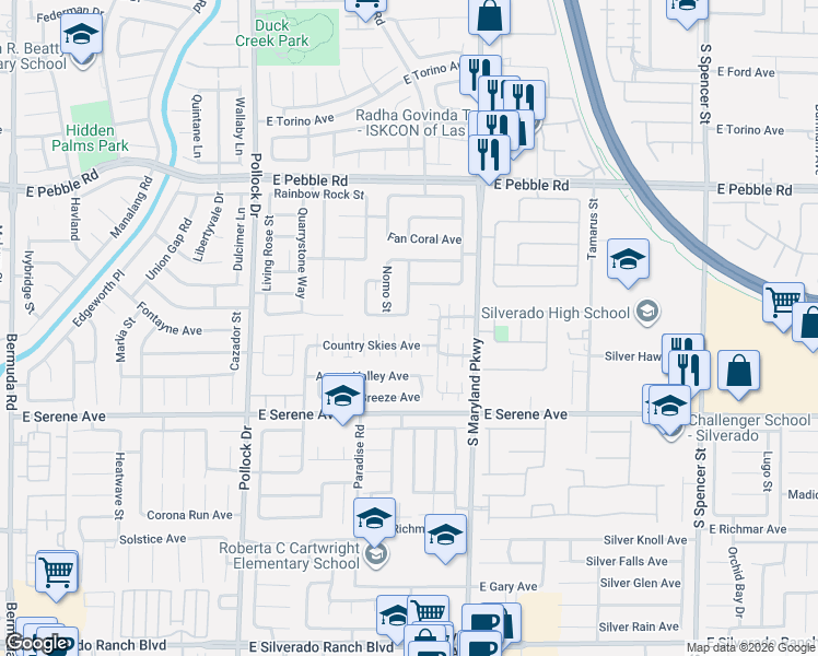 map of restaurants, bars, coffee shops, grocery stores, and more near 9109 Sparkling Star Street in Las Vegas