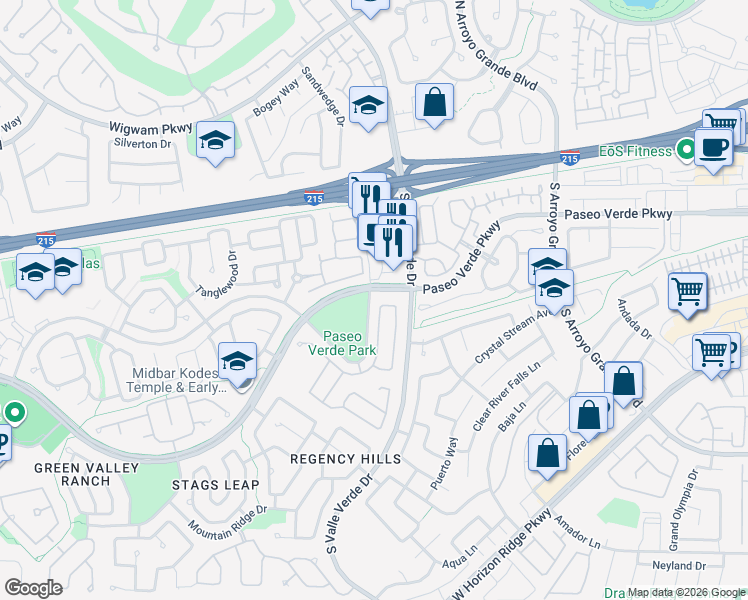map of restaurants, bars, coffee shops, grocery stores, and more near 1812 Stablegate Avenue in Henderson