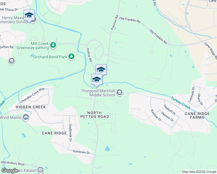 map of restaurants, bars, coffee shops, grocery stores, and more near 5824 Pettus Road in Nashville