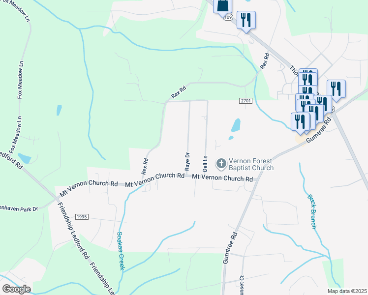 map of restaurants, bars, coffee shops, grocery stores, and more near 235 Raye Drive in Winston-Salem
