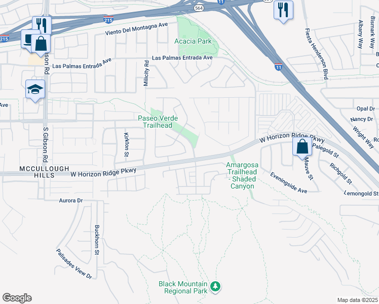 map of restaurants, bars, coffee shops, grocery stores, and more near 198 Mount Earl Avenue in Henderson