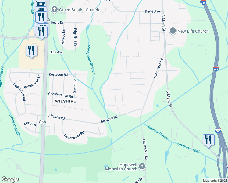 map of restaurants, bars, coffee shops, grocery stores, and more near 1304 Lighthouse Lane in Winston-Salem