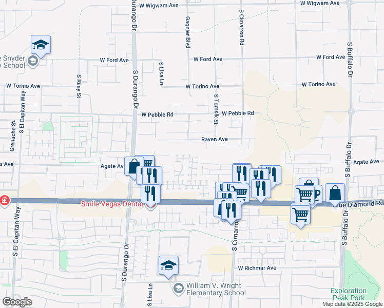 map of restaurants, bars, coffee shops, grocery stores, and more near 8340 Creek Canyon Avenue in Las Vegas