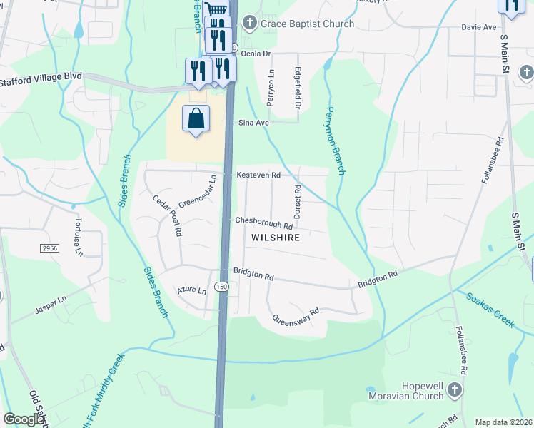 map of restaurants, bars, coffee shops, grocery stores, and more near 4841 Bishop Gate Road in Winston-Salem