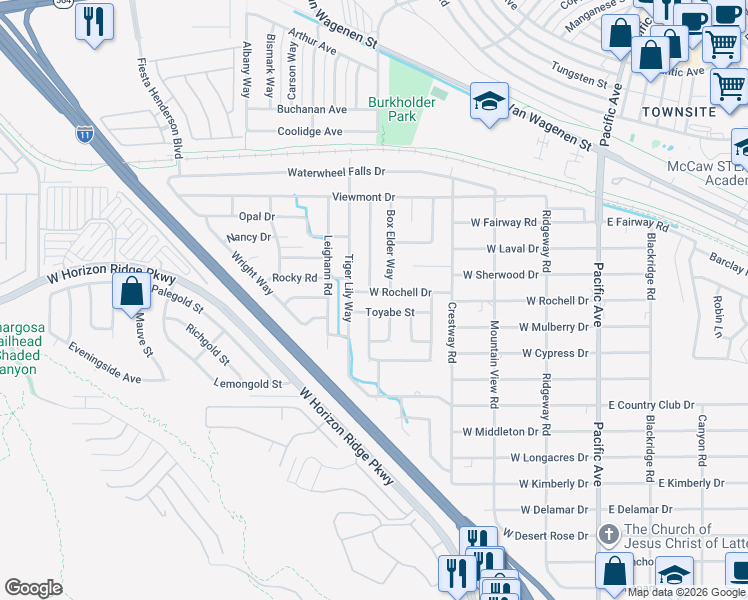 map of restaurants, bars, coffee shops, grocery stores, and more near 435 Bottle Brush Way in Henderson