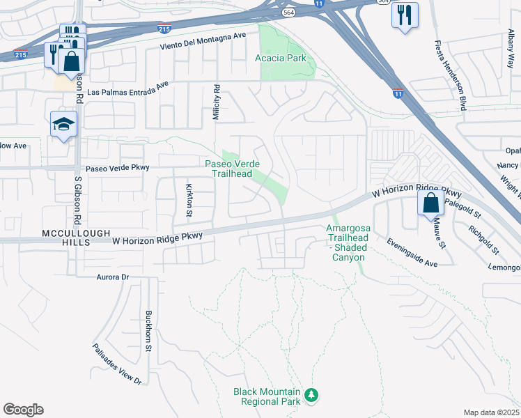map of restaurants, bars, coffee shops, grocery stores, and more near 709 Pacific Cascades Drive in Henderson