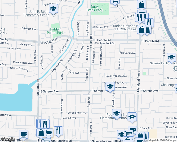 map of restaurants, bars, coffee shops, grocery stores, and more near 9134 Cazador Street in Las Vegas
