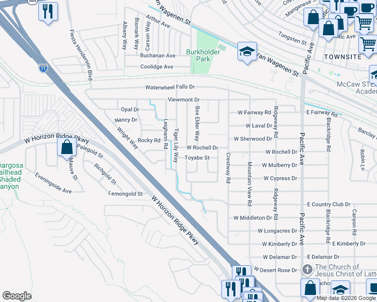 map of restaurants, bars, coffee shops, grocery stores, and more near 435 Bottle Brush Way in Henderson