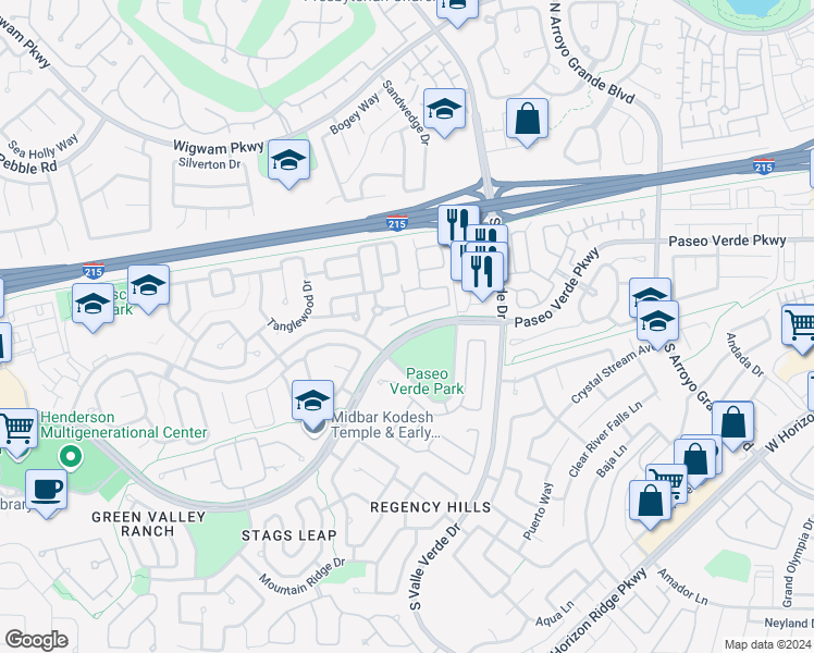 map of restaurants, bars, coffee shops, grocery stores, and more near 1855 Windward Court in Henderson