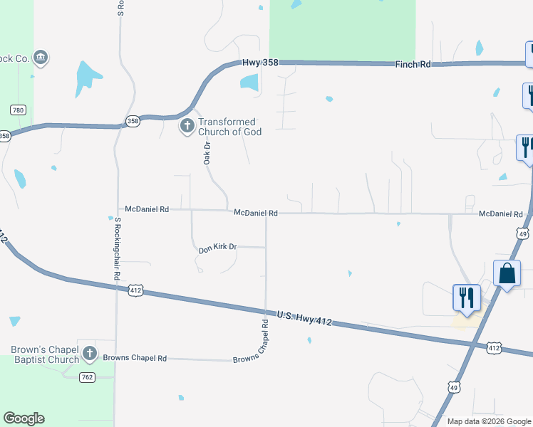 map of restaurants, bars, coffee shops, grocery stores, and more near 3300 Browns Chapel Road in Paragould