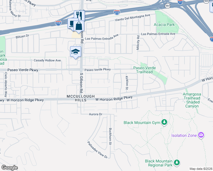 map of restaurants, bars, coffee shops, grocery stores, and more near 190 Calabria Peak Court in Henderson