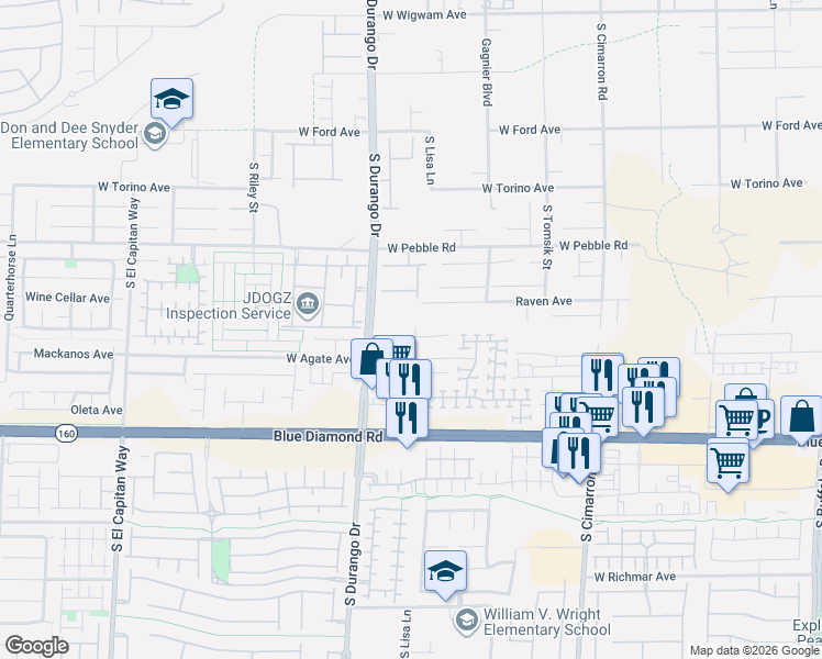 map of restaurants, bars, coffee shops, grocery stores, and more near 8567 Monument Lake Court in Las Vegas
