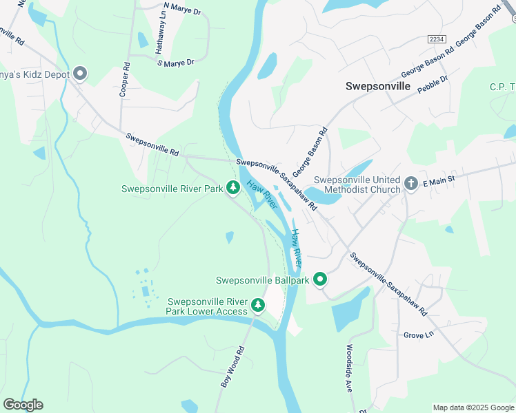 map of restaurants, bars, coffee shops, grocery stores, and more near 2473 Boywood Road in Graham