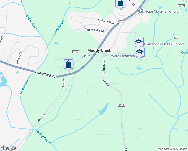 map of restaurants, bars, coffee shops, grocery stores, and more near 2906 Canter Lane in Winston-Salem