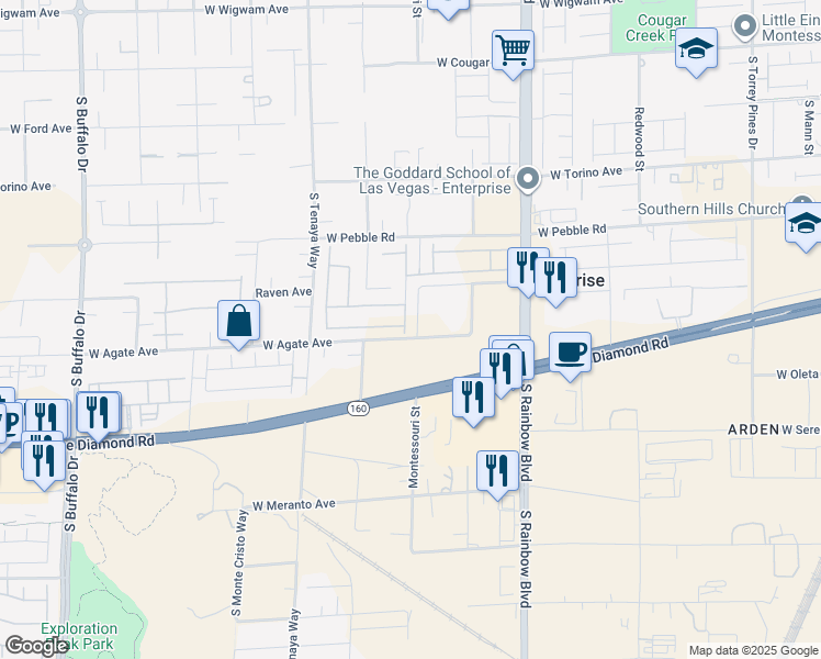 map of restaurants, bars, coffee shops, grocery stores, and more near 9057 Rosanna Street in Las Vegas