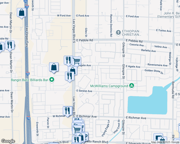 map of restaurants, bars, coffee shops, grocery stores, and more near 43 East Agate Avenue in Las Vegas