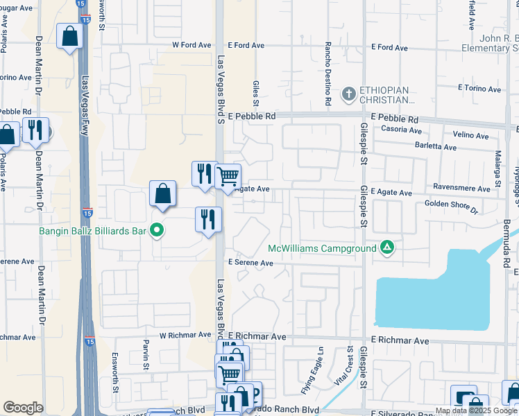 map of restaurants, bars, coffee shops, grocery stores, and more near 43 East Agate Avenue in Las Vegas