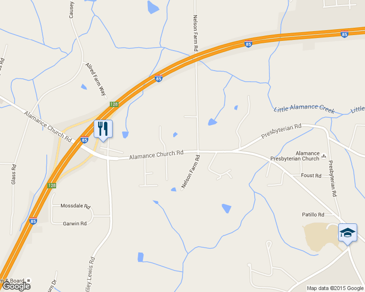 map of restaurants, bars, coffee shops, grocery stores, and more near 1819 Alamance Church Road in Greensboro