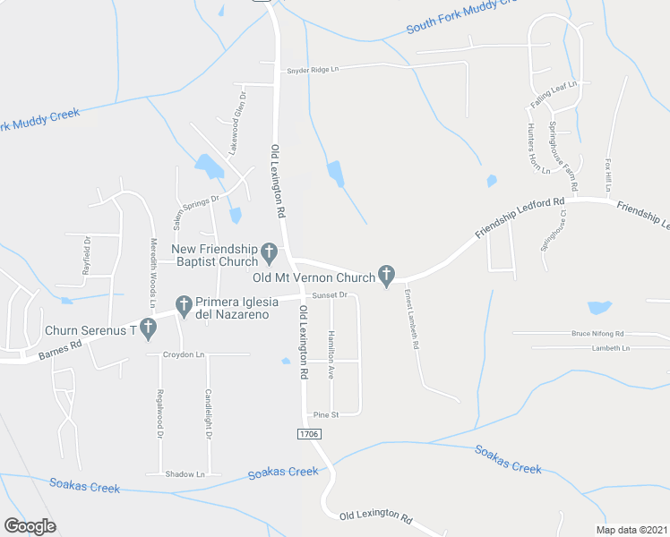 map of restaurants, bars, coffee shops, grocery stores, and more near 8132 Friendship Ledford Road in Winston-Salem