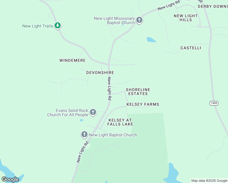 map of restaurants, bars, coffee shops, grocery stores, and more near 15004 New Light Road in Wake Forest