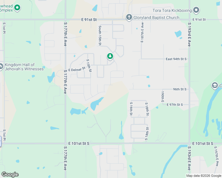 map of restaurants, bars, coffee shops, grocery stores, and more near 2808 South 16th Street in Broken Arrow