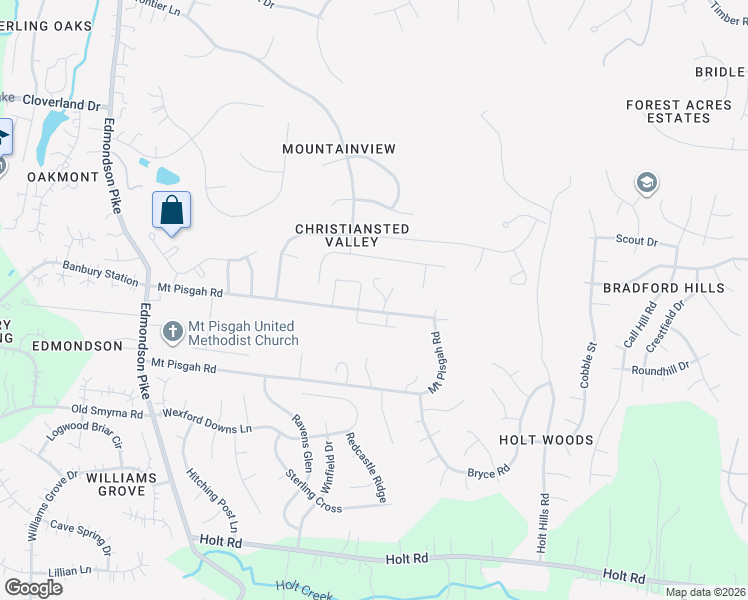 map of restaurants, bars, coffee shops, grocery stores, and more near 6000 Mount Pisgah Road in Nashville