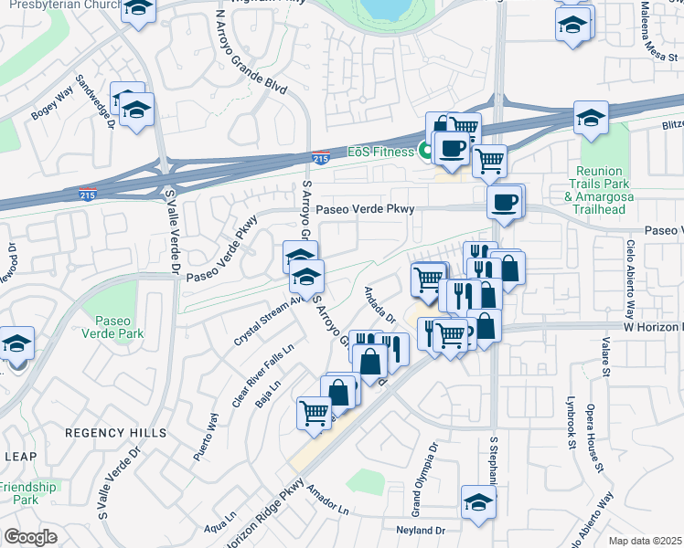 map of restaurants, bars, coffee shops, grocery stores, and more near 1586 Signal Butte Way in Henderson