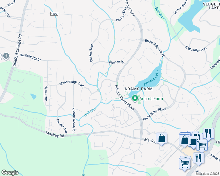 map of restaurants, bars, coffee shops, grocery stores, and more near 5601 Cedar Bluff Ct in Greensboro