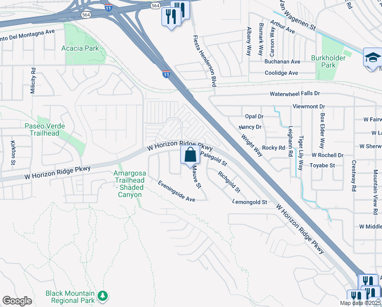 map of restaurants, bars, coffee shops, grocery stores, and more near 101 Mauve Street in Henderson
