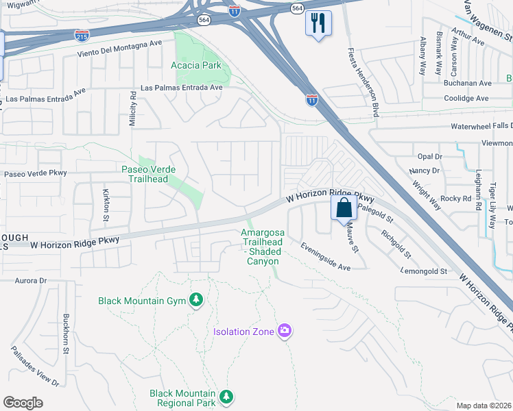 map of restaurants, bars, coffee shops, grocery stores, and more near 620 Backbone Mountain Drive in Henderson