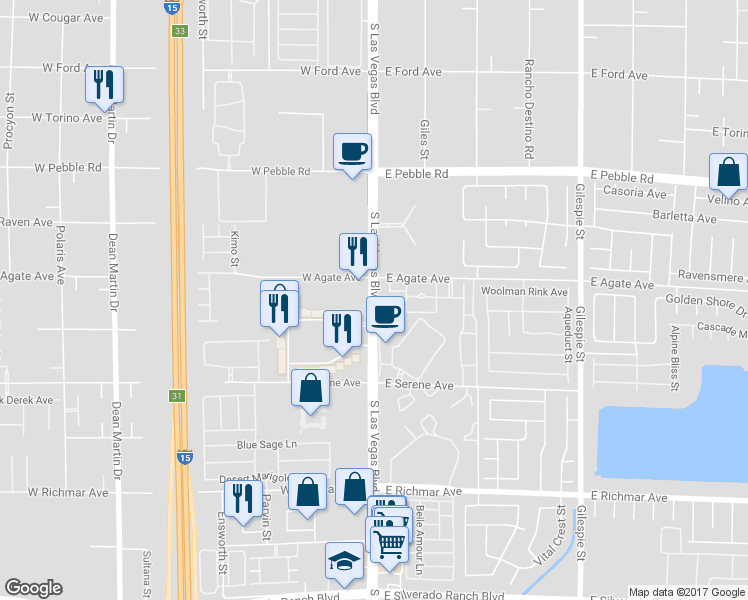 map of restaurants, bars, coffee shops, grocery stores, and more near 9145 South Las Vegas Boulevard in Las Vegas