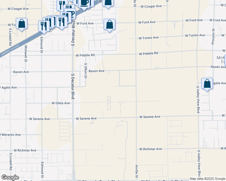 map of restaurants, bars, coffee shops, grocery stores, and more near 4545 West Agate Avenue in Las Vegas