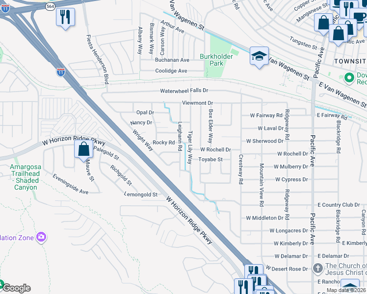 map of restaurants, bars, coffee shops, grocery stores, and more near 435 Leighann Road in Henderson