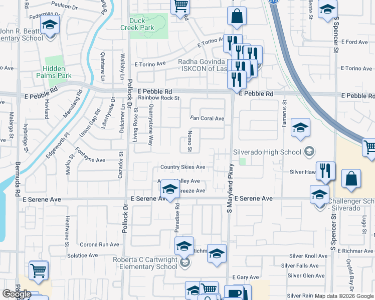 map of restaurants, bars, coffee shops, grocery stores, and more near 1052 Hernandez Avenue in Las Vegas